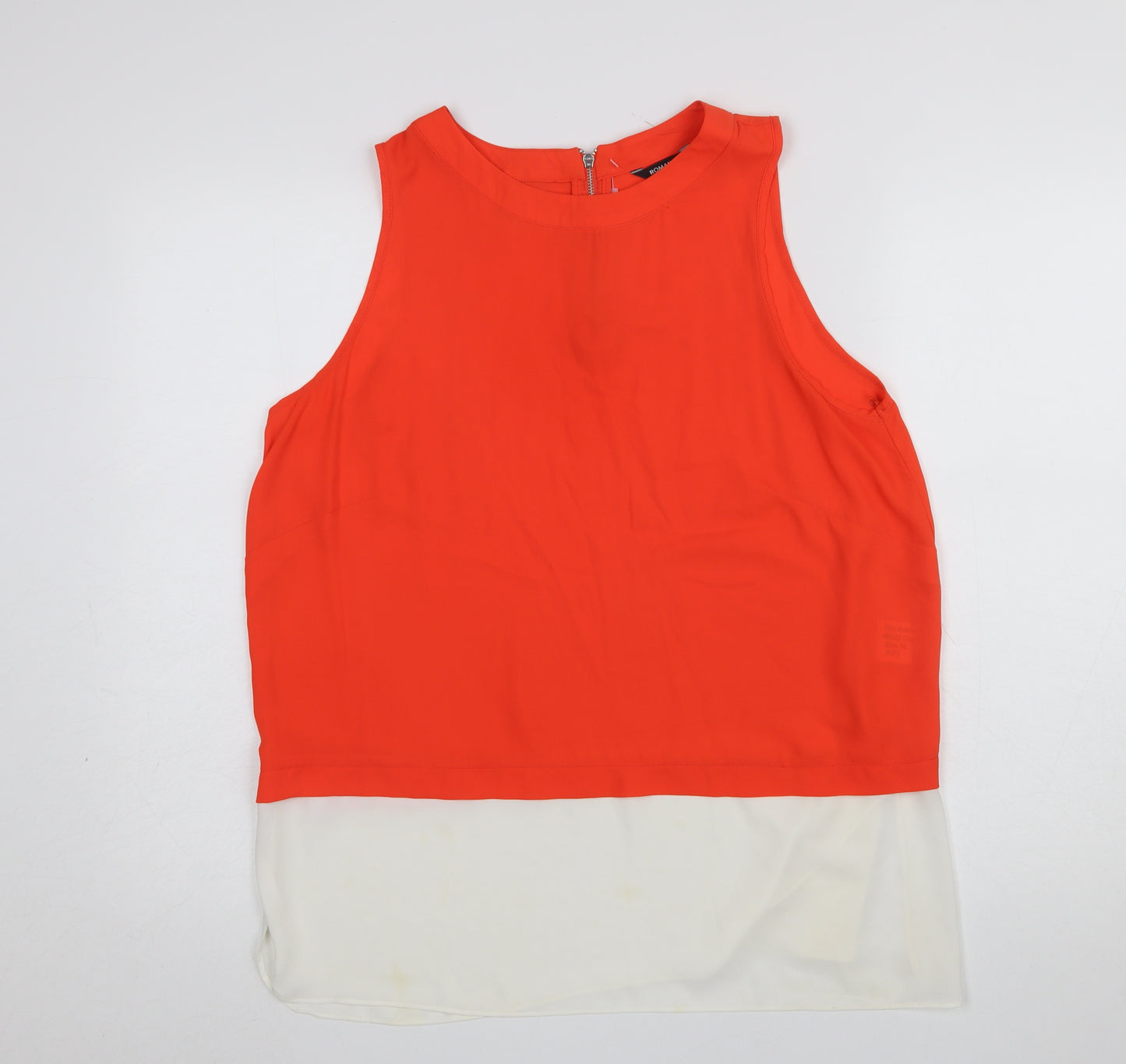 Roman Women's Orange Colourblock Sleeveless Tunic Blouse Size 16