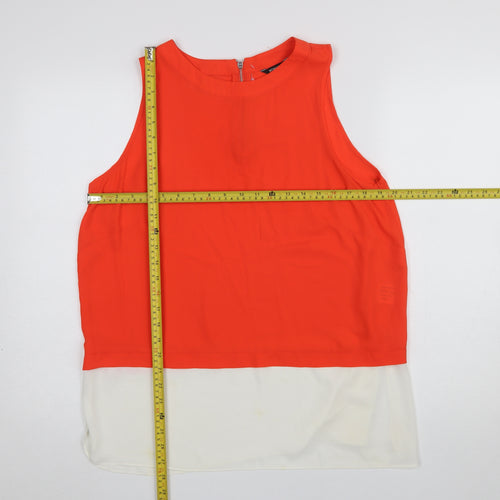 Roman Women's Orange Colourblock Sleeveless Tunic Blouse Size 16