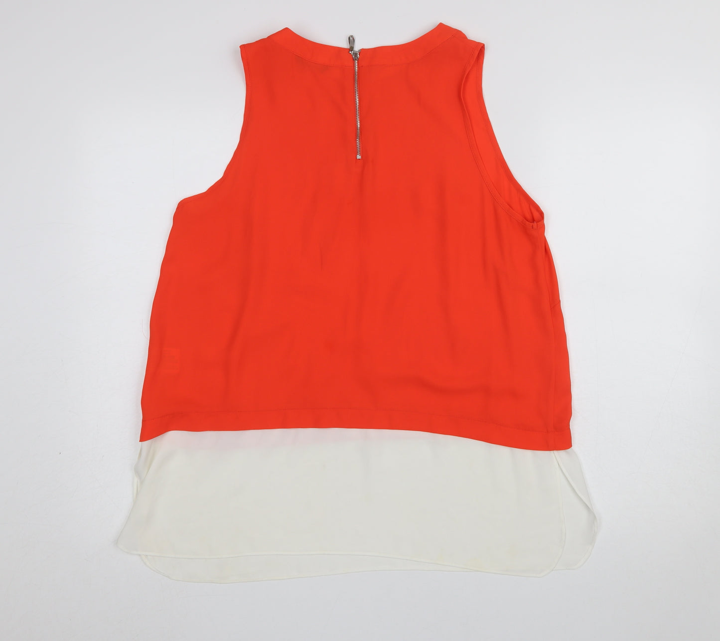 Roman Women's Orange Colourblock Sleeveless Tunic Blouse Size 16