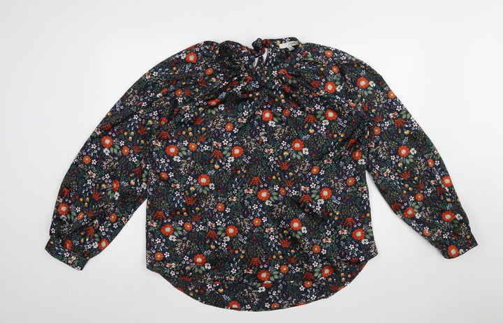 JACHS Girlfriend Women’s Multicoloured Floral High Neck Long Sleeve Blouse XL