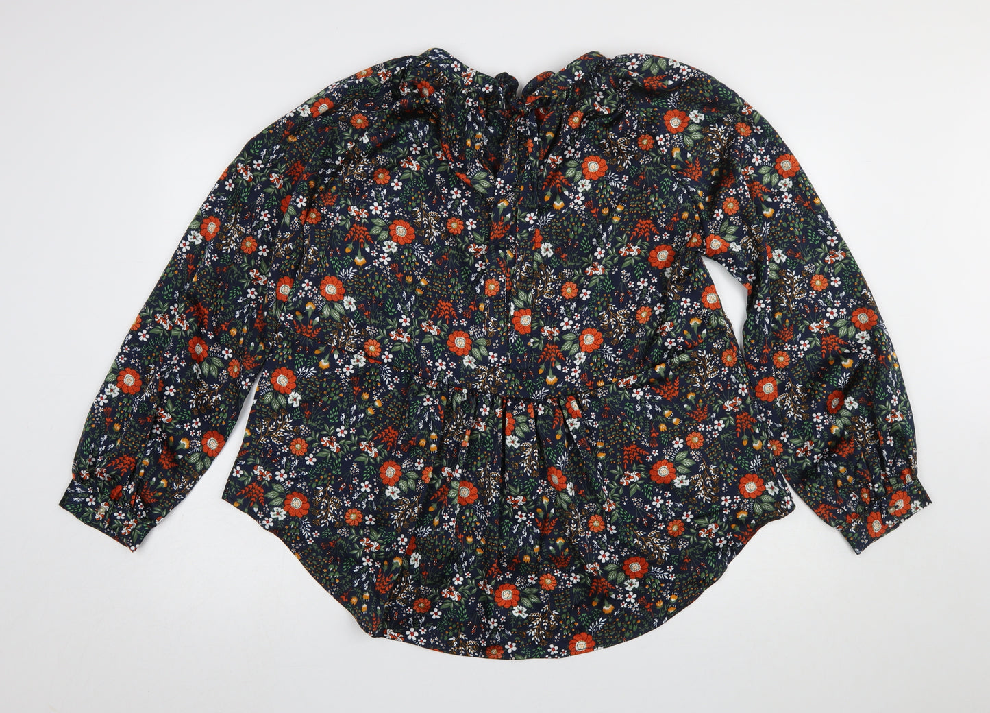 JACHS Girlfriend Women’s Multicoloured Floral High Neck Long Sleeve Blouse XL