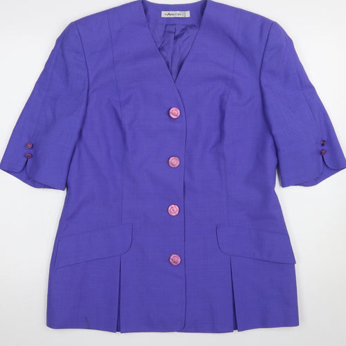 Hardob Women’s Purple Short Sleeve Blazer UK 16 Classic Lined Jacket