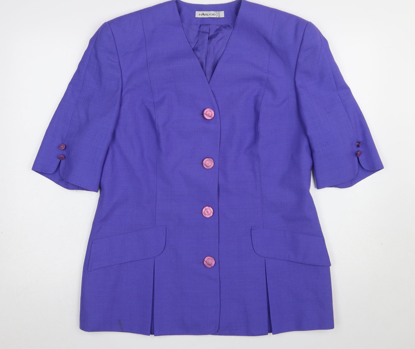 Hardob Women’s Purple Short Sleeve Blazer UK 16 Classic Lined Jacket