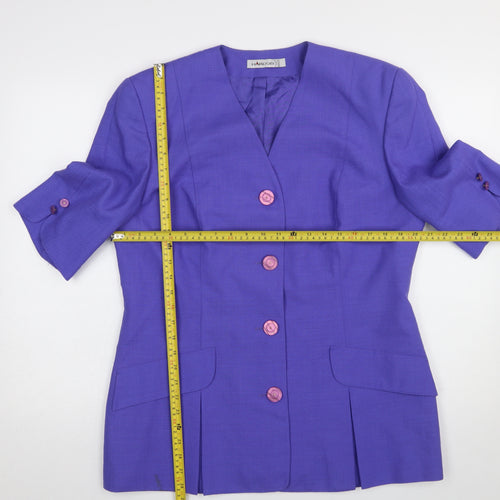 Hardob Women’s Purple Short Sleeve Blazer UK 16 Classic Lined Jacket