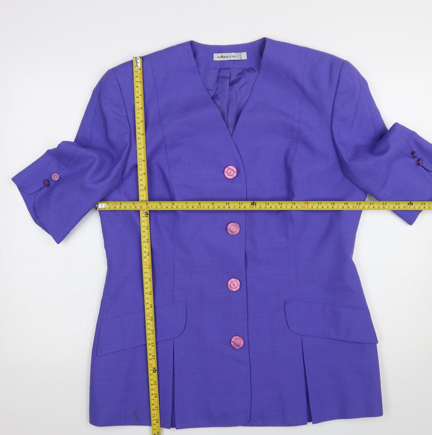Hardob Women’s Purple Short Sleeve Blazer UK 16 Classic Lined Jacket