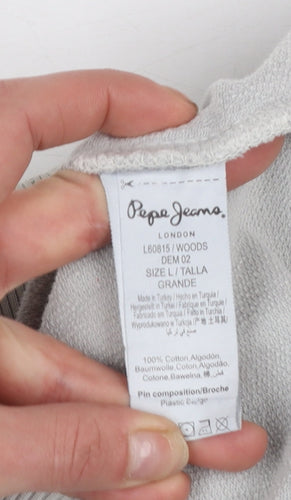 Pepe Jeans Women's Grey Full Zip Sweatshirt Size L Cotton Casual