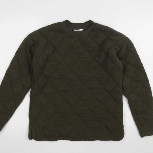 b.young Women’s Khaki Quilted Pullover Sweatshirt XS