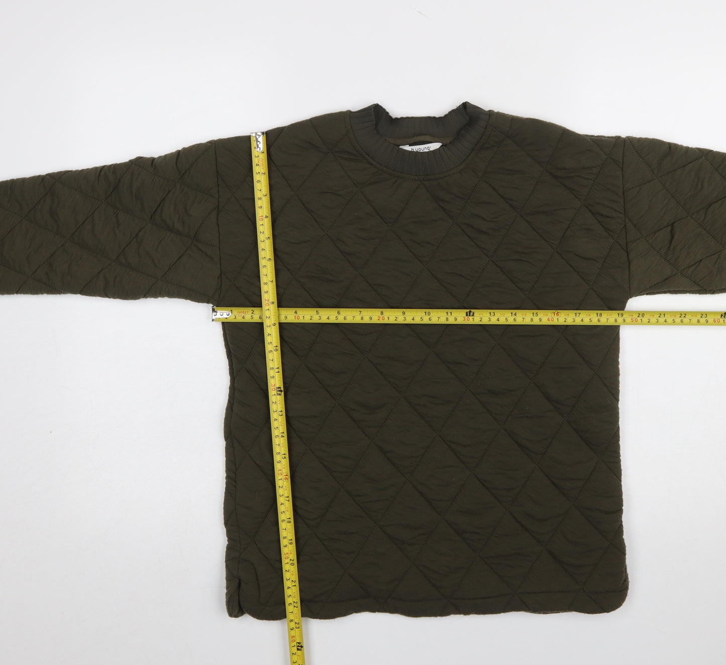 b.young Women’s Khaki Quilted Pullover Sweatshirt XS