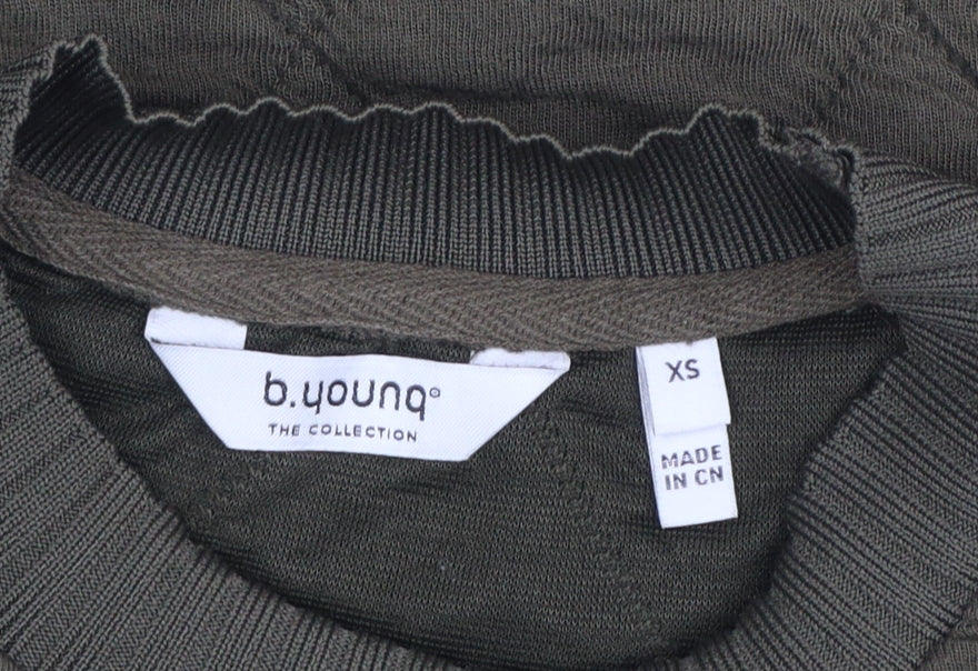 b.young Women’s Khaki Quilted Pullover Sweatshirt XS