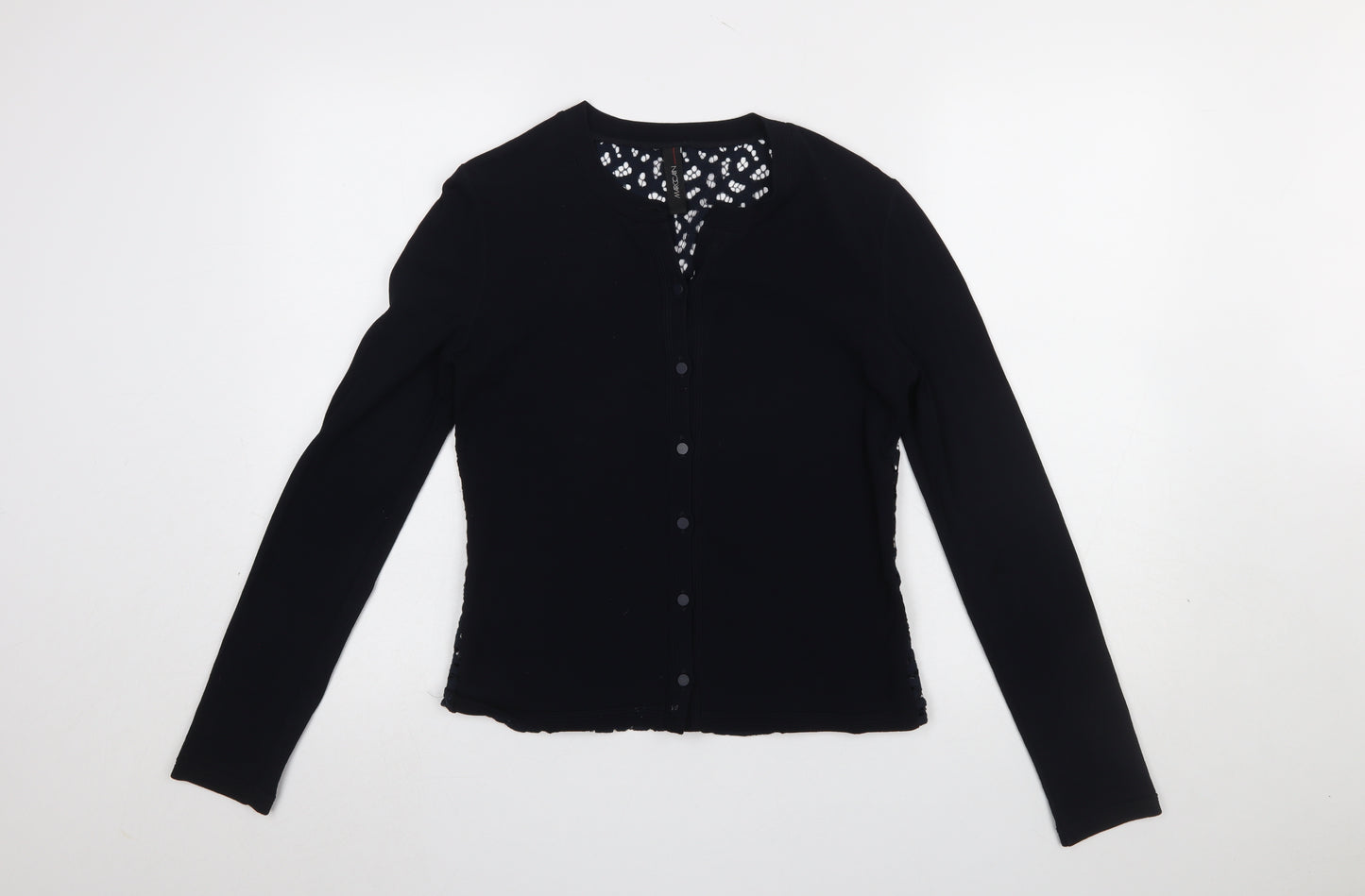 Marc Cain Women’s Black Lace Back Button-Up Top Size 12
