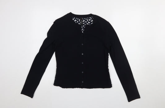 Marc Cain Women’s Black Lace Back Button-Up Top Size 12