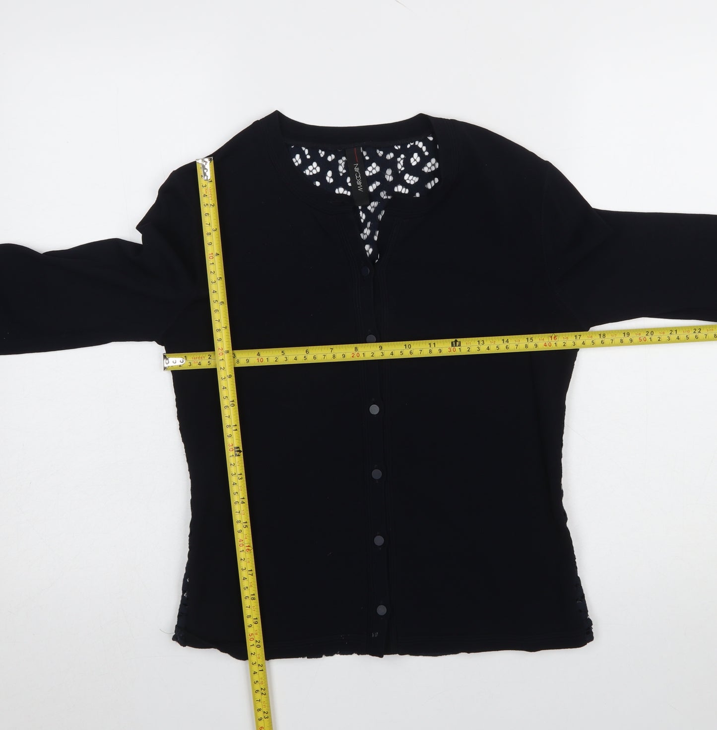 Marc Cain Women’s Black Lace Back Button-Up Top Size 12