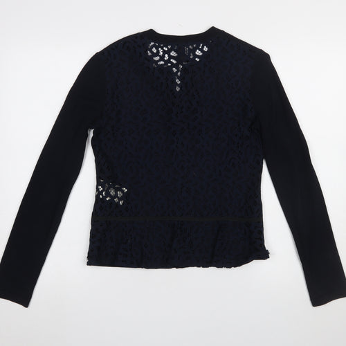 Marc Cain Women’s Black Lace Back Button-Up Top Size 12