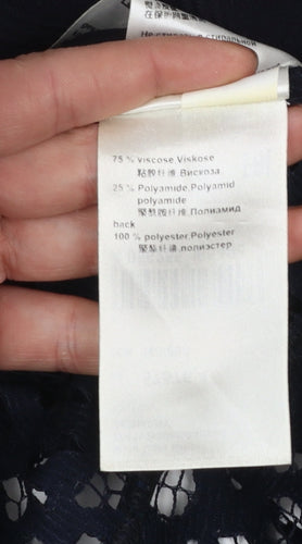 Marc Cain Women’s Black Lace Back Button-Up Top Size 12