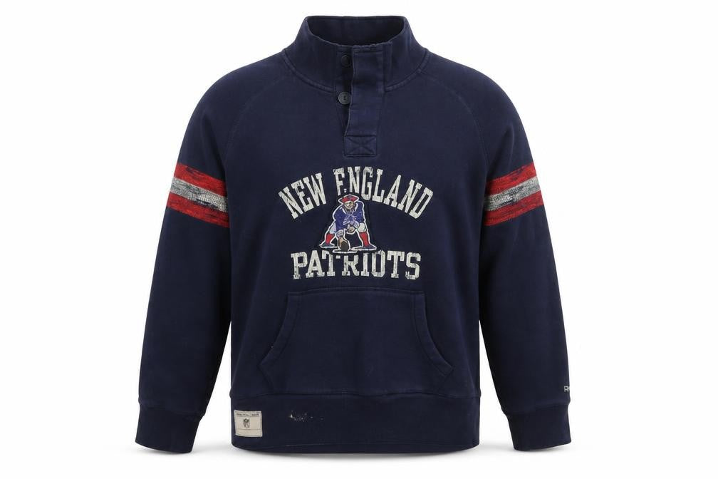 Reebok NFL Vintage Men's Blue XL Henley Sweatshirt New England Patriots
