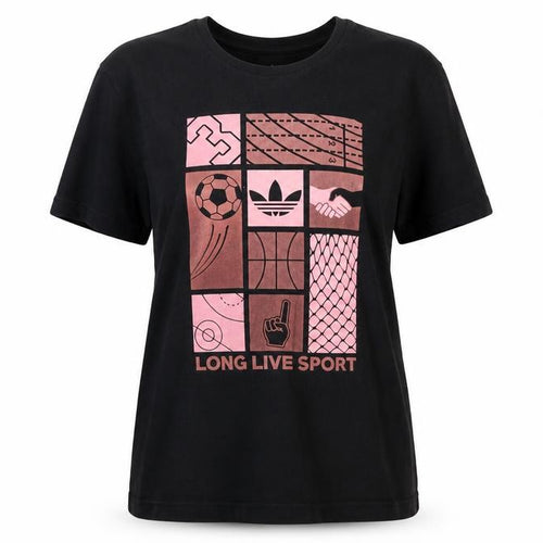 adidas Women's Black Sports Graphic Short Sleeve Cotton T-Shirt M