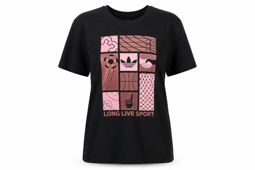 adidas Women's Black Sports Graphic Short Sleeve Cotton T-Shirt M