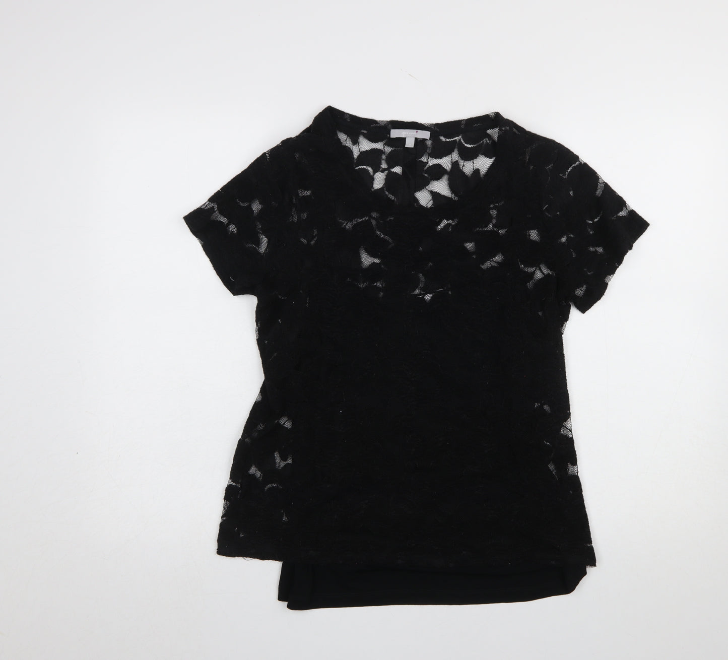Marks and Spencer Per Una Black Lace Short Sleeve Blouse Women’s Size 14