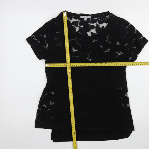 Marks and Spencer Per Una Black Lace Short Sleeve Blouse Women’s Size 14