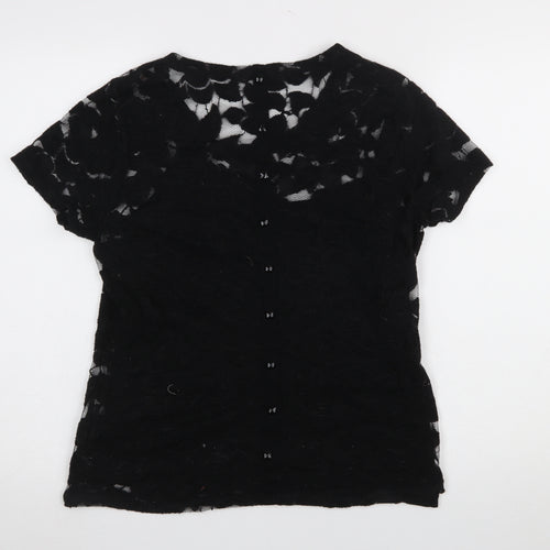 Marks and Spencer Per Una Black Lace Short Sleeve Blouse Women’s Size 14