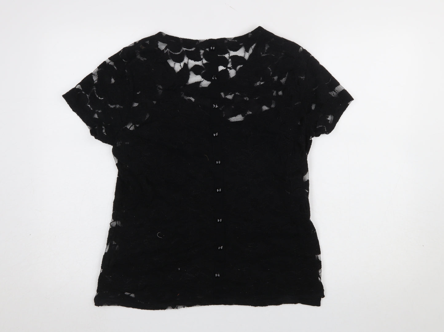 Marks and Spencer Per Una Black Lace Short Sleeve Blouse Women’s Size 14