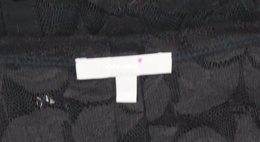 Marks and Spencer Per Una Black Lace Short Sleeve Blouse Women’s Size 14