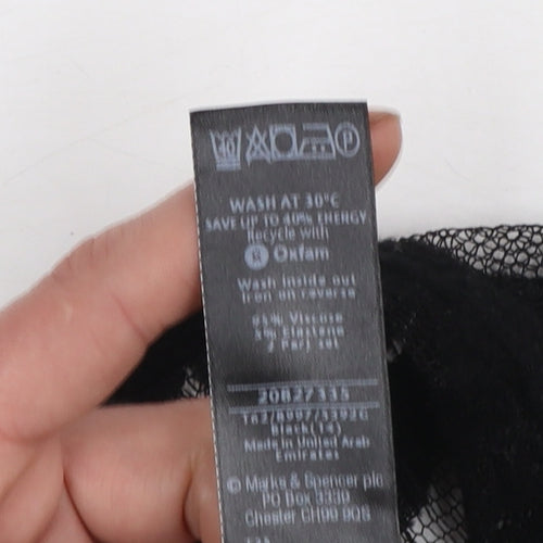 Marks and Spencer Per Una Black Lace Short Sleeve Blouse Women’s Size 14