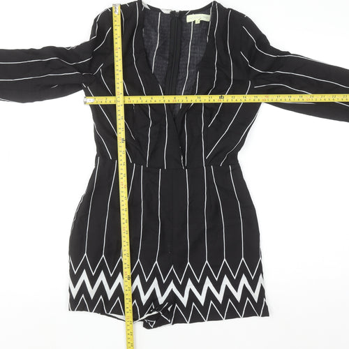 Love & Other Things Black White Striped Long Sleeve Playsuit Size S