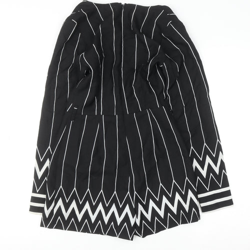 Love & Other Things Black White Striped Long Sleeve Playsuit Size S