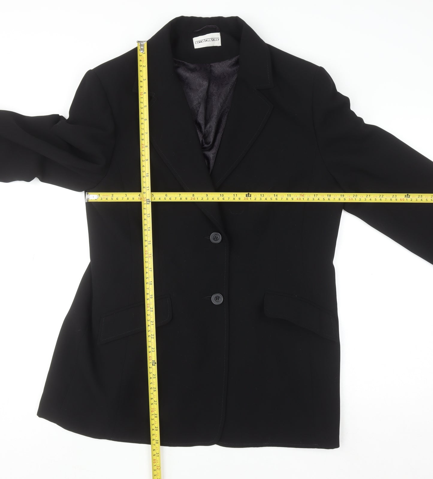 Long Tall Sally Women Black Size 18 Polyester Tailored Blazer Jacket