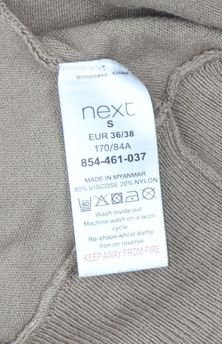 Next Women’s Beige Leopard Print V-Neck Jumper Size S