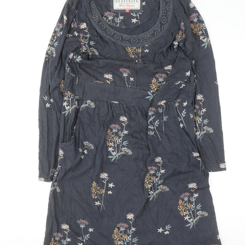 Brakeburn Womens Blue Floral Long Sleeve Shift Dress Size 12