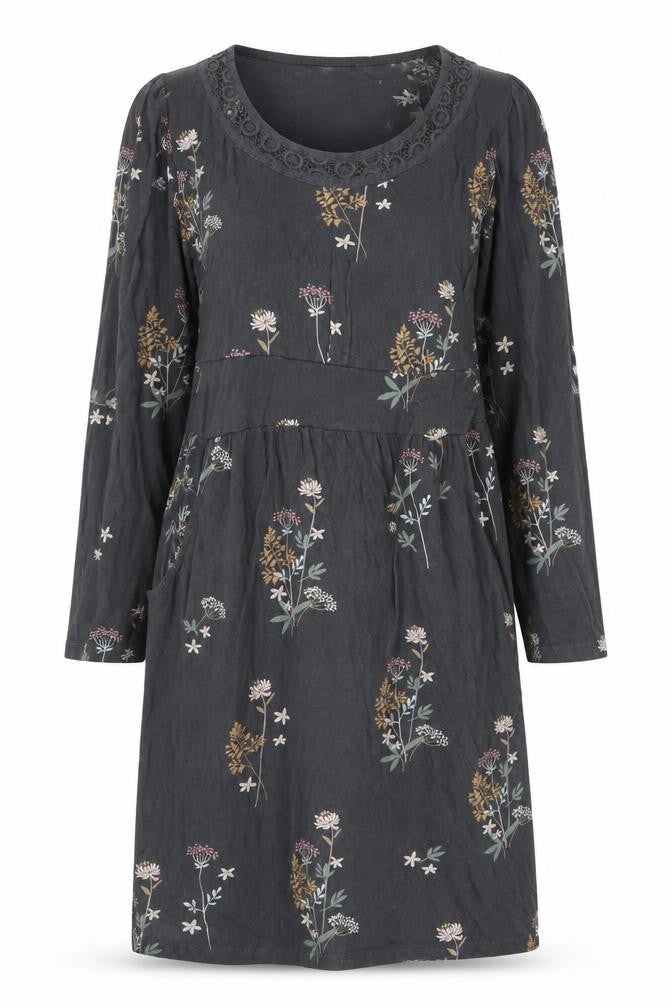 Brakeburn Womens Blue Floral Long Sleeve Shift Dress Size 12
