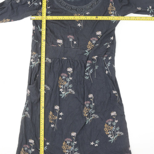 Brakeburn Womens Blue Floral Long Sleeve Shift Dress Size 12
