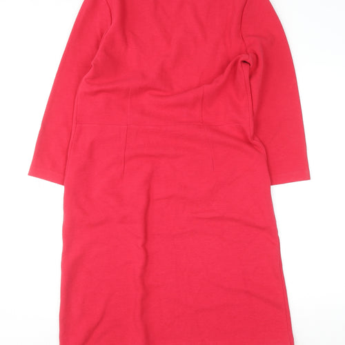 Boden Women Red V-Neck 3/4 Sleeve Knee Length Shift Dress Size 12R