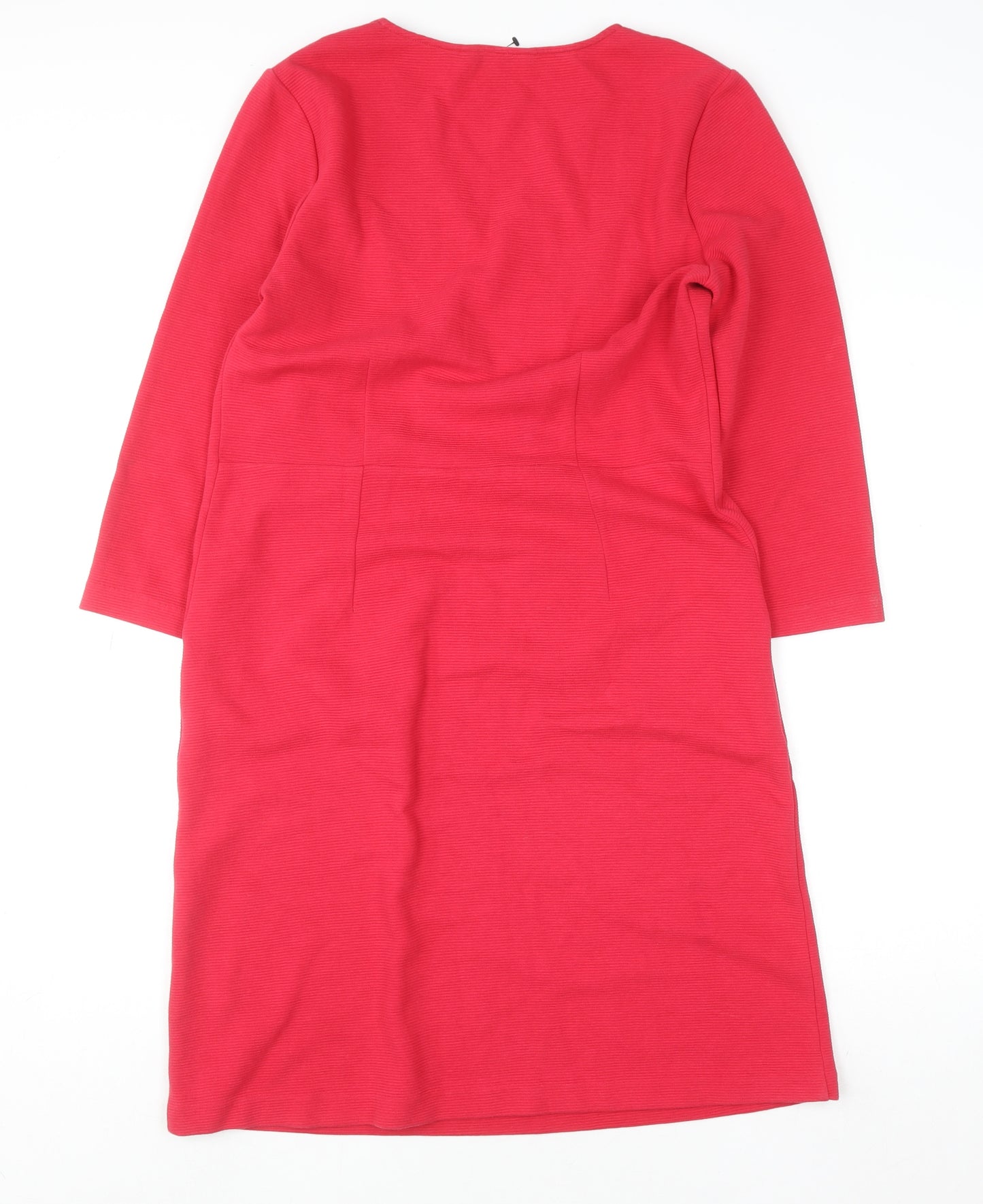 Boden Women Red V-Neck 3/4 Sleeve Knee Length Shift Dress Size 12R