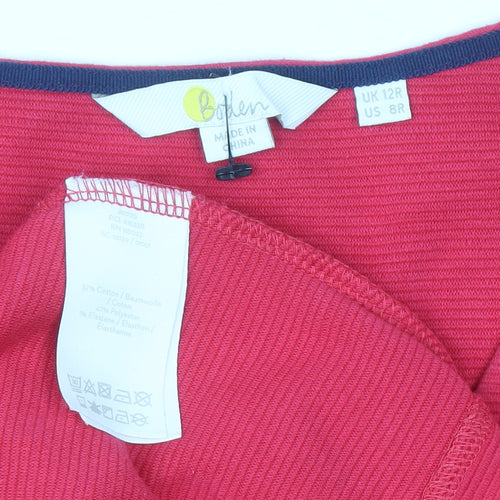 Boden Women Red V-Neck 3/4 Sleeve Knee Length Shift Dress Size 12R