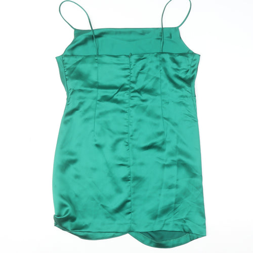 Zara Women Green Short Satin Slip Dress Size 16
