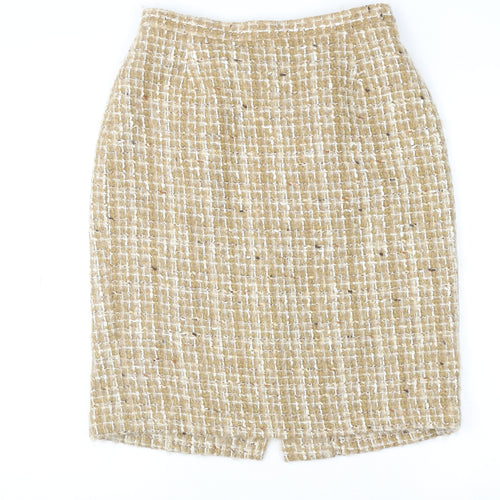 Alexon Women Beige Tweed Wool Pencil Skirt Size 14 Vintage