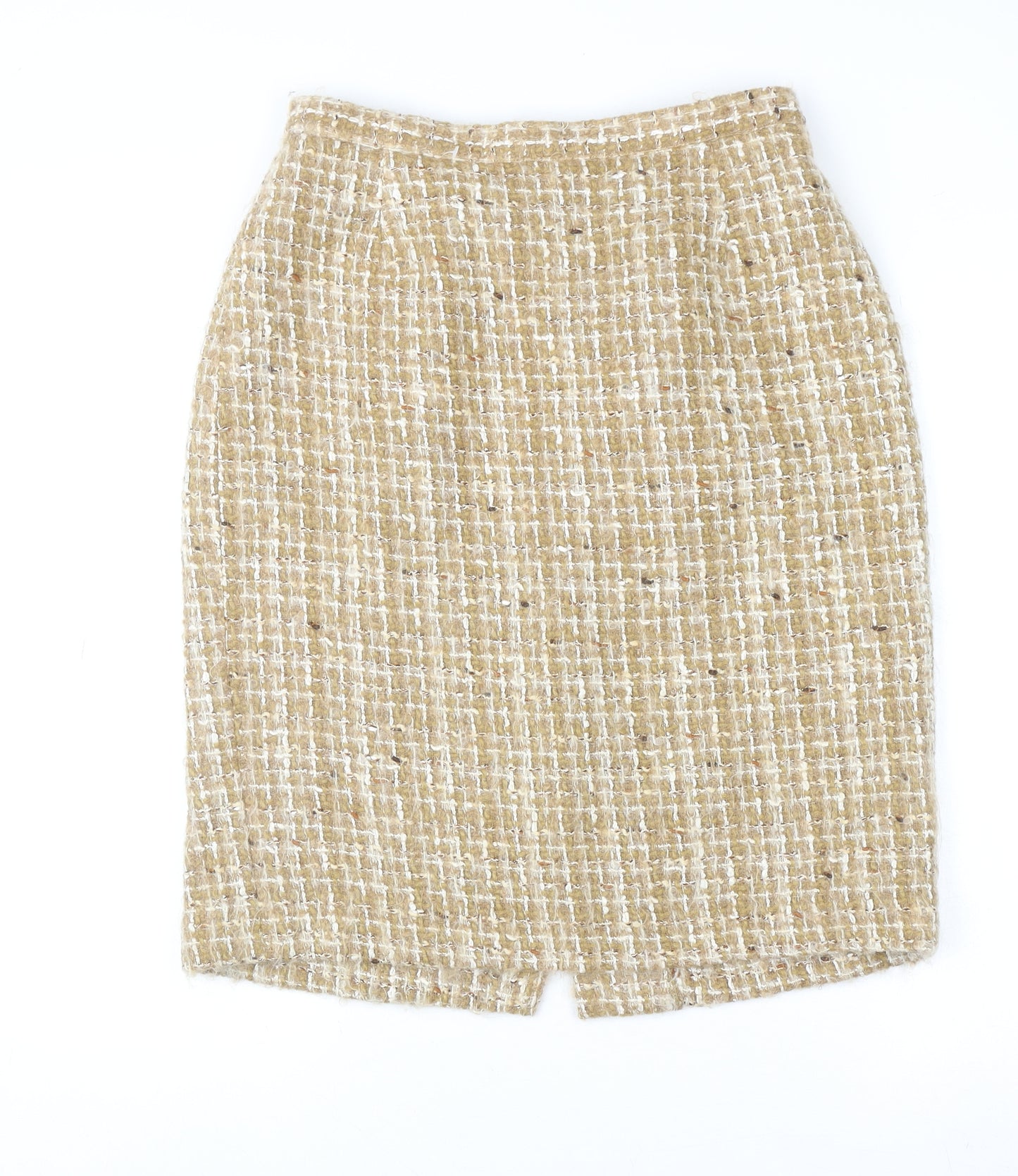 Alexon Women Beige Tweed Wool Pencil Skirt Size 14 Vintage