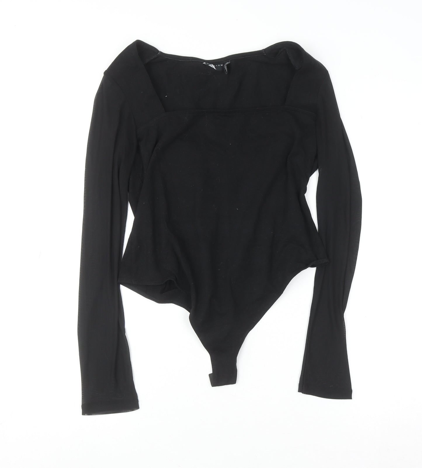 ASOS Design Women Black Size 14 Long Sleeve Bodysuit Jumpsuit