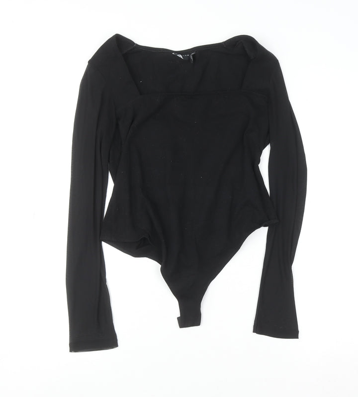 ASOS Design Women Black Size 14 Long Sleeve Bodysuit Jumpsuit