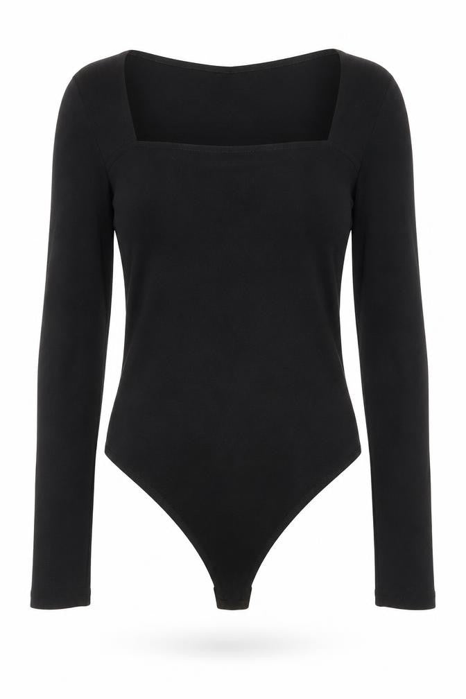ASOS Design Women Black Size 14 Long Sleeve Bodysuit Jumpsuit