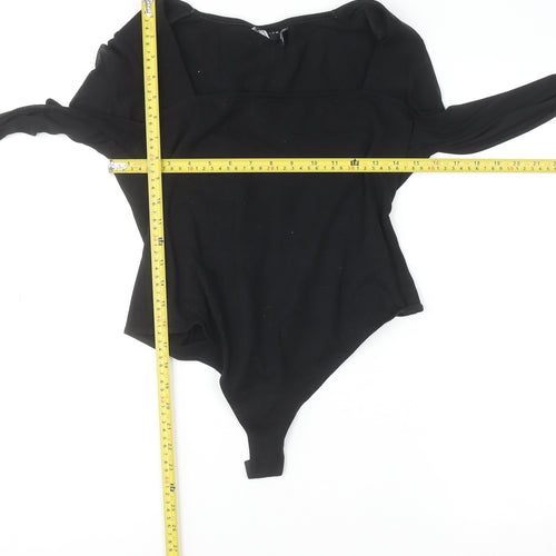 ASOS Design Women Black Size 14 Long Sleeve Bodysuit Jumpsuit