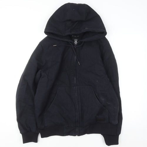 Original Denim Men's Black Hooded Cotton Full Zip Jacket Size L