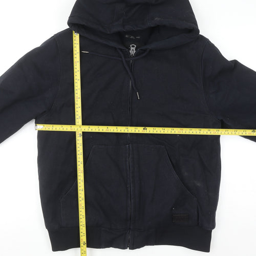 Original Denim Men's Black Hooded Cotton Full Zip Jacket Size L