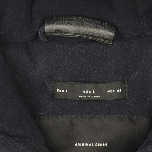 Original Denim Men's Black Hooded Cotton Full Zip Jacket Size L