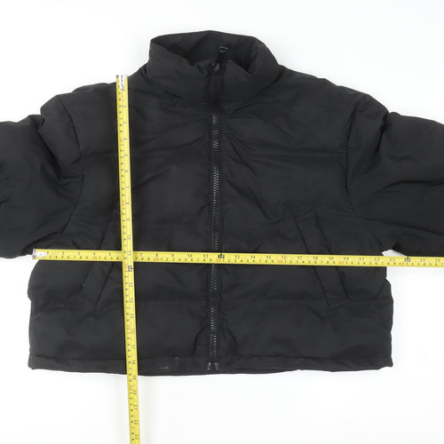 Weekday Women Black Cropped Puffer Jacket Size S Polyester Winter Warm