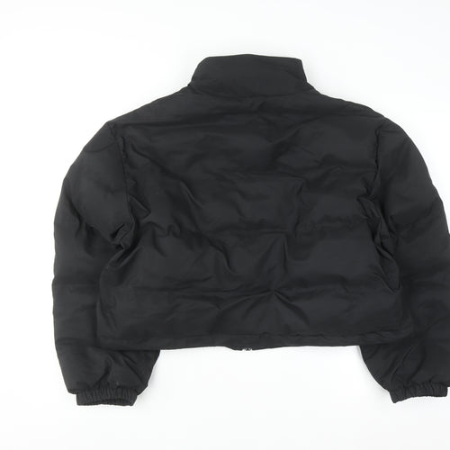Weekday Women Black Cropped Puffer Jacket Size S Polyester Winter Warm