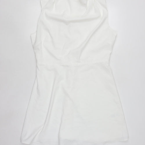 Emily & Me Women White Size 16 A-Line Sleeveless Knee Length Dress
